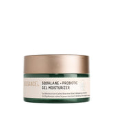 BIOSSANCE Squalane + Probiotic Gel Moisturizer bottle close-up shows calming formula for sensitive skin