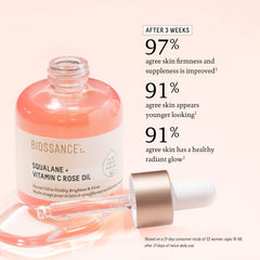 BIOSSANCE oil texture close-up shows quick absorption and non-greasy hydration