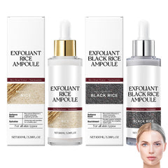Birunwer exfoliante de arroz, dúo blanco y negro, botella de 100 ml para uso diario.