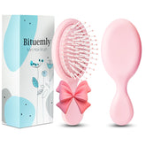 Bituemly mini hair brush pink with vent hole for gentle detangling.