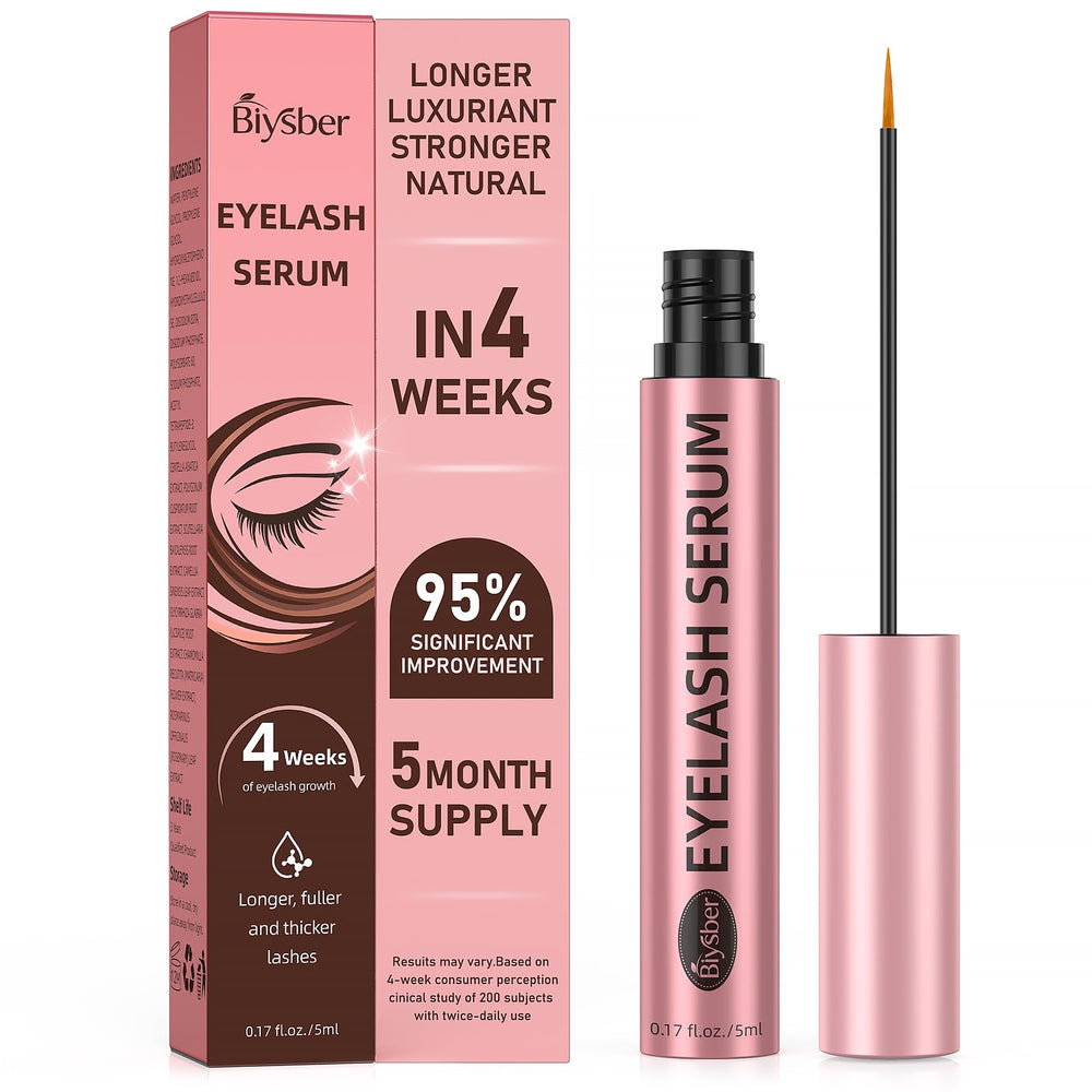 Biysber Lash Serum bottle closeup showing premium packaging for lash growth