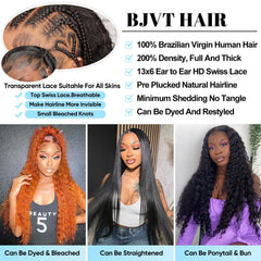 BJVT deep wave wig pre-plucked cap for easy styling and authentic look.