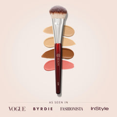 BK Beauty 109 Mini Contoured Foundation Brush in use for smooth, streak-free foundation application.
