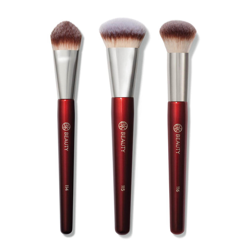 BK Beauty Core Complexion Trio 115 foundation brush close-up for precise coverage.