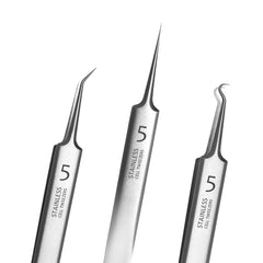 BLAAROOM professional tweezers close up with precision tip for deep pore access.