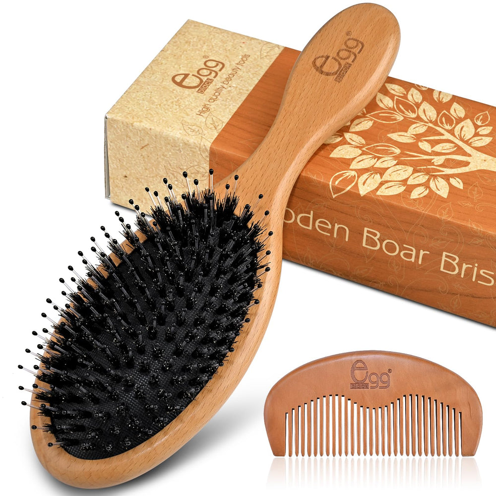 BLACK EGG boar bristle brush for wet or dry hair smooths and detangles