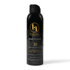 Black Girl Sunscreen Make It Glow spray bottle for easy, even coverage.