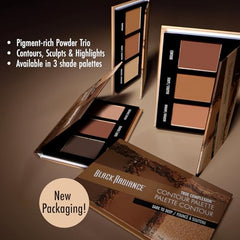 Open swatches of Black Radiance contour palette demonstrate shades for definition