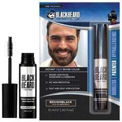 Blackbeard for Men beard color brush-on application showing a quick tint and natural look