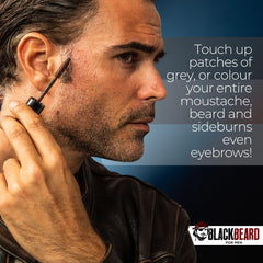Blackbeard for Men hypoallergenic tint applied to mustache close-up for sensitive skin
