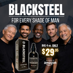 BLACKSTEEL men's serum retinol ingredient highlights wrinkle reduction potential