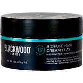 Blackwood For Men BioFuse crema-arcilla para pelo: frasco y textura natural, con volumen