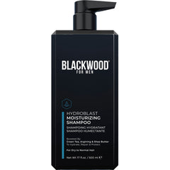 Blackwood For Men Hydroblast botella: champú hidratante para cabello rizado y seco.