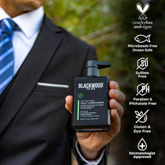 Aplicación suave en el cuero cabelludo con Blackwood para nutrir diariamente.