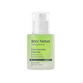 Blanc Nature Calming Serum bottle closeup for hydrated, balanced skin.