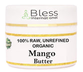 Bless International organic raw mango butter 4oz jar for deeply moisturized skin
