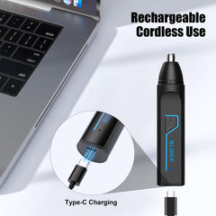 BLIBEE trimmer three heads in use for nose, ears, and brows