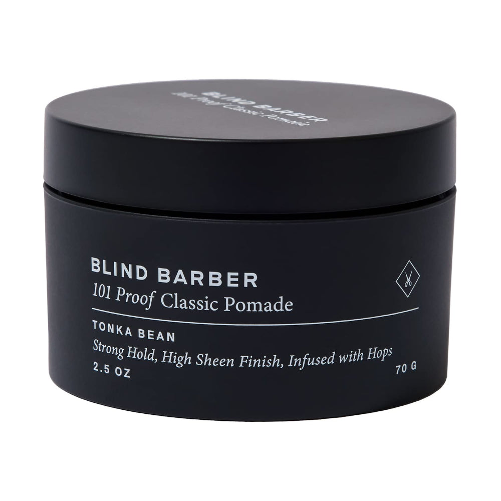 Blind Barber 101 Proof pomada - botella, fijación fuerte para estilos pulidos.