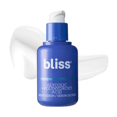 Bliss Glycolic-PHA Night Serum bottle ready for overnight exfoliation.