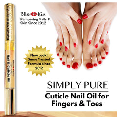 Bliss Kiss Simply Pure Nail Oil Pen vanilla pack four on table