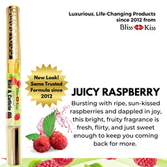 Bliss Kiss vitamin E and jojoba oil bottle shows nourishing ingredients