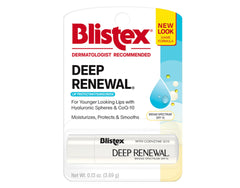 Close-up of cap and branding on Blistex Deep Renewal for easy reapplication