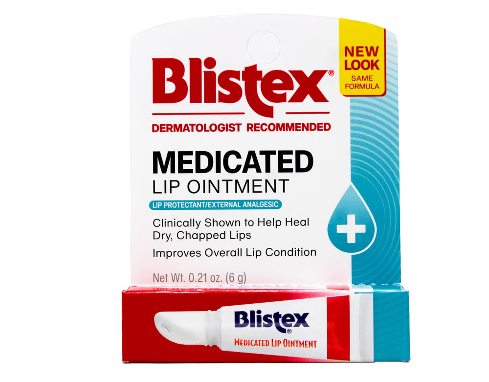 Blistex Labial Medicado: bote 021oz, ayuda a hidratar labios secos.