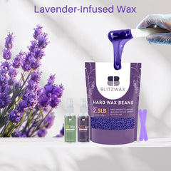 BLITZWAX pre- and post-wax oils shown for skin care during waxing.