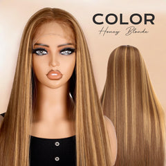 BLL Lace Front Wig Honey Blonde 30in cap detail reveals breathable lace and fit