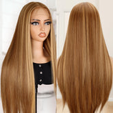 BLL Lace Front Wig Honey Blonde 30in front view shows natural hairline and blend