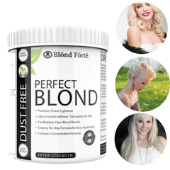 Blond Forte Perfect Blond powder closeup highlighting anti-yellow molecules.