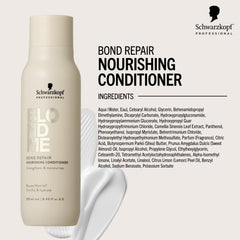 BlondMe Bond Repair Nourishing Conditioner applied to hair facilitates detangling