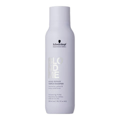 BlondMe Bond Repair Purple Shampoo bottle supports color-safe toning for cool blondes