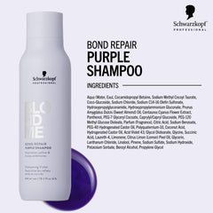 BlondMe Bond Repair Purple Shampoo lather shows gentle cleansing with bond-strengthening action