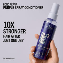 BlondMe Bond Repair Purple Spray Conditioner texture adds lightweight hydration to hair