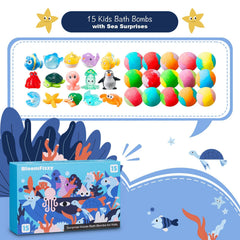 BloomFizzy bombas de baño con colores vivos para despertar curiosidad durante el baño.