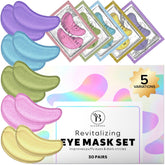BLOOMORA Variety Under Eye Patches pack close-up showing five formulas for refreshed eyes