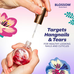 Packaging of Blossom Cuticle Oil shows USA-made, cruelty-free formula