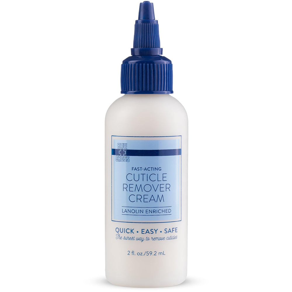 Blue Cross cuticle remover cream bottle for quick home cuticle care