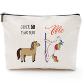 Blue Leaves makeup bag with unicorn design for a memorable 50th birthday gift.