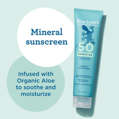 Blue Lizard Sensitive Mineral SPF 50 textura crema para hidratación suave.