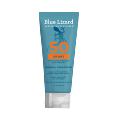 Blue Lizard Sport Mineral SPF 50 loción en bote, ideal para deportes al aire libre.