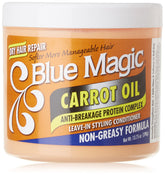 Blue Magic Acondicionador sin enjuague con aceite de zanahoria, cabello suave y manejable.
