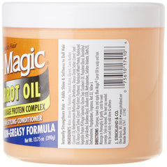 Blue Magic Aceite de zanahoria en aplicación sin enjuague, brillo natural.