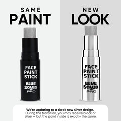 Blue Squid PRO waterproof face paint stick endures sweat during sports.