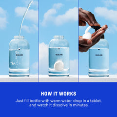 BLUELAND Forever Bottle being filled with water for a sustainable hand soap refill