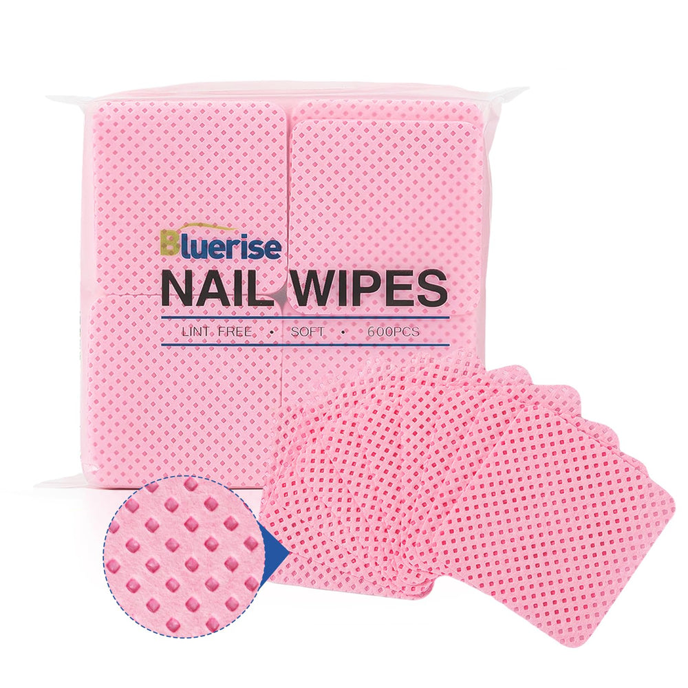 BLUERISE toallitas sin pelusa para uñas, limpieza de esmalte sin residuos.