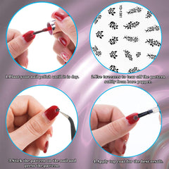 Blulu Flower Nail Stickers with tweezers for precise application.