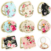Blulu rectangle floral compact mirror with gold edge for quick touch-ups.