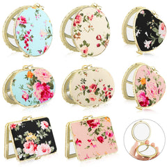 Blulu rectangle floral compact mirror with gold edge for quick touch-ups.